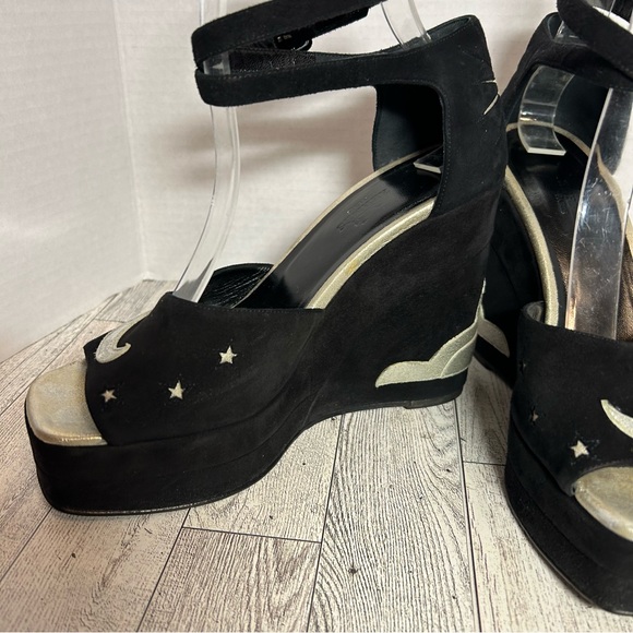Hermes Tournis wedge sandals black celestial witch Halloween size 38 RARE - Picture 4 of 16
